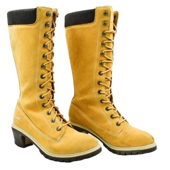 Vintage Lugz Y2K Tall Tan Leather Lace-up Boots - Picture 6 of 14